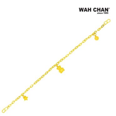 WAH CHAN 916 Gold Baby Anklet - Bear Bear OSB1056