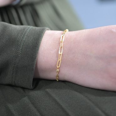 WAH CHAN 916 Gold Bracelet - Semi Paper Clip (OSB1170)