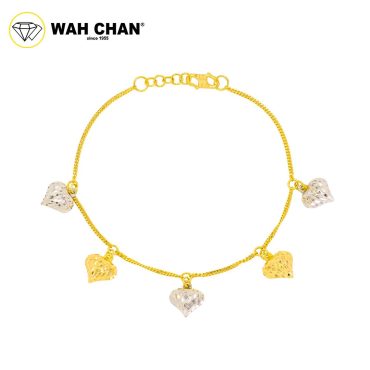 WAH CHAN 916 Gold Bracelet - Big Heart with White Gold Plated OSB1185