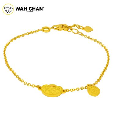 WAH CHAN 916 Gold Bracelet - Yuan Bao "Xiang" OSB1194