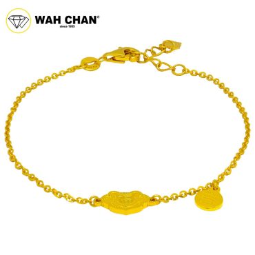 WAH CHAN 916 Gold Bracelet - Yuan Bao "Ji" OSB1195