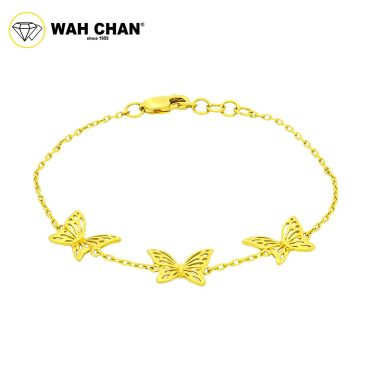 BUTTERFLY COLLECTION - WAH CHAN 916 Gold Bracelet - Triple Bliss Butterfly OSB1201