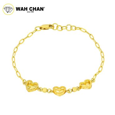 WAH CHAN 916 Gold Bracelet - Triple Love OSB1202