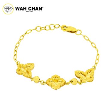 BUTTERFLY COLLECTION - WAH CHAN 916 Gold Bracelet - Clover & Butterfly OSB1205