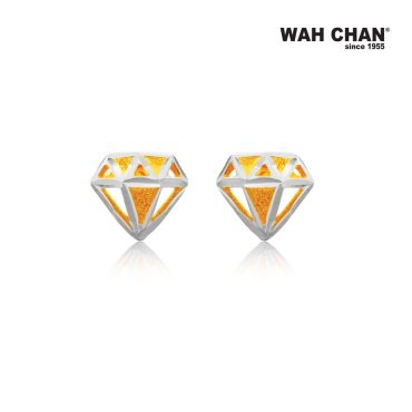 WAH CHAN 916 Gold Earrings with White Gold Plating (OSE1004)