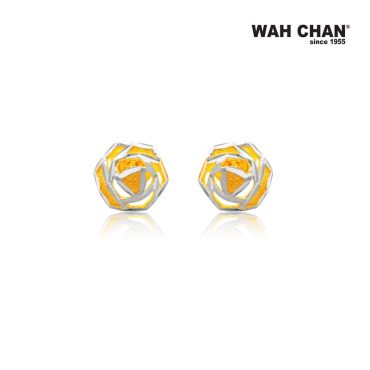 WAH CHAN 916 Gold Earrings with White Gold Plating (OSE1018)
