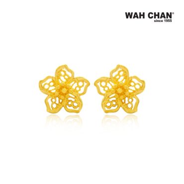 WAH CHAN 916 Gold Screw Back Earrings - Flower (Big) (OSE1039)
