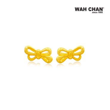 WAH CHAN 916 Gold Screw Back Earrings - Ribbon (OSE1050)