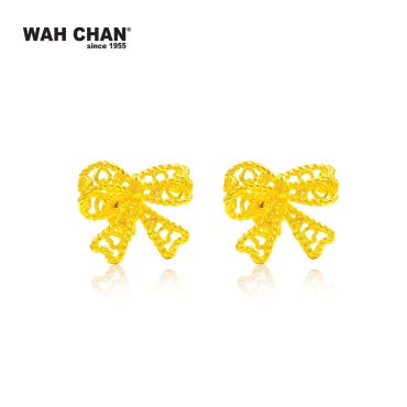 WAH CHAN 916 Gold Screw Back Earrings - Ribbon (OSE1094)