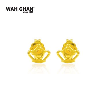 WAH CHAN 916 Gold Screw Back Earrings - Crown (OSE1096)