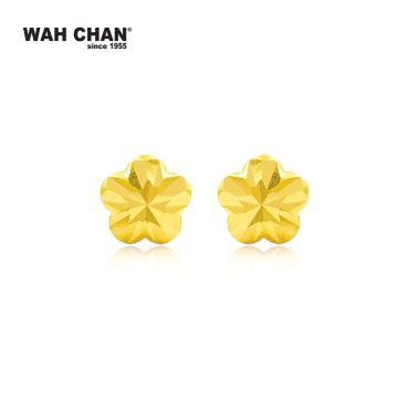WAH CHAN 916 Gold Screw Back Earrings - Flower (OSE1100)