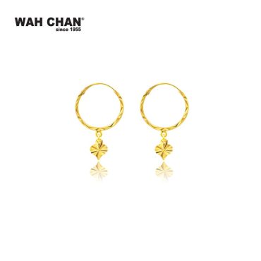 WAH CHAN 916 Gold Hoop Earrings - Love/Heart (OSE1110)