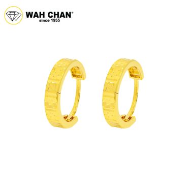 WAH CHAN 916 Gold Hoop Earrings - Big Round Shape OSE1140