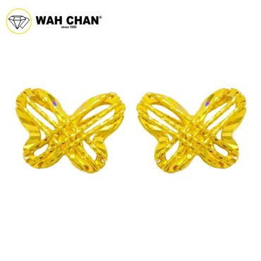 WAH CHAN 916 Gold Earrings - Vintage Retro Butterfly OSE1153