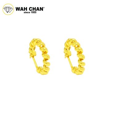 WAH CHAN 916 Gold Earrings - Twister Rope OSE1155
