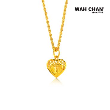 WAH CHAN Heart "Initial F" "Initial J" "Initial L" "Initial P" 916 Gold Pendant (OSP1035)