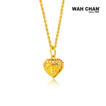 WAH CHAN Heart "Initial R" 916 Gold Pendant (OSP1036)