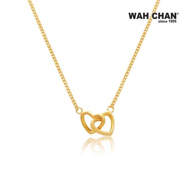 WAH CHAN 916 Gold Necklace - Interlocking Hearts (OSC1006)