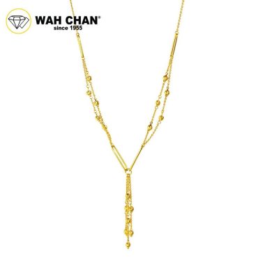 WAH CHAN 916 Gold Necklace - Beads and Drop OSC1049