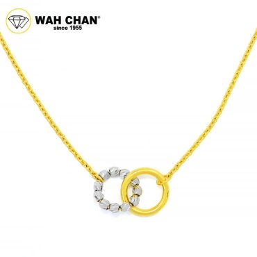 WAH CHAN 916 Gold Necklace - Interlocking Ring with White Gold Plated OSC1050