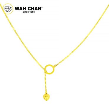 WAH CHAN 916 Gold Necklace - Open Circle with Love OSC1053