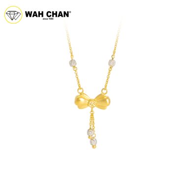 WAH CHAN 916 Gold Necklace - Ribbon with White Gold Plated OSC1063