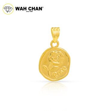 WAH CHAN 916 Gold Charm/ Pendant - Flower Rose Coin OSP1342