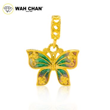 WAH CHAN 916 Gold Pendant - Rainbow Butterfly OSP1344
