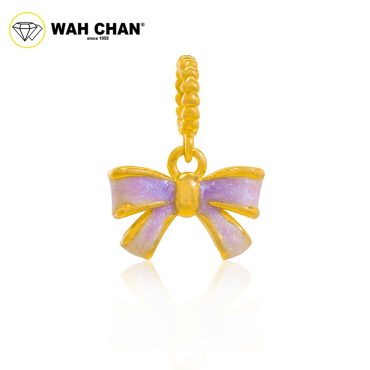 WAH CHAN 916 Gold Pendant - Lavender Ribbon OSP1352