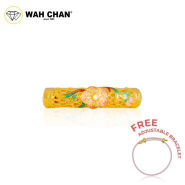 BUNDLE EXCLUSIVE - WAH CHAN 916 Gold Pendant - Pink Flower Bamboo Tube OSP1356