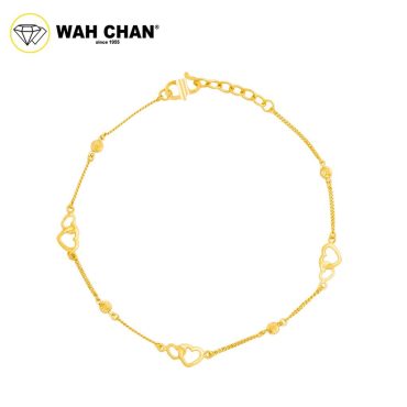 WAH CHAN 916 Gold Bracelet - Heart Interlock OSB1239