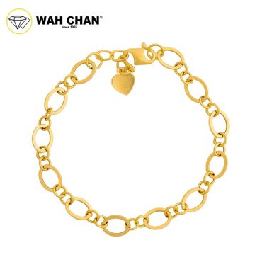 WAH CHAN 916 Gold Bracelet - Adjustable Dangling Link Chain OSB1238