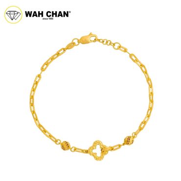 WAH CHAN 916 Gold Bracelet - Glittering Clover OSB1236
