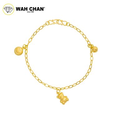 WAH CHAN 916 Gold Bracelet Anklet - Smiley Baby Bear OSB1233