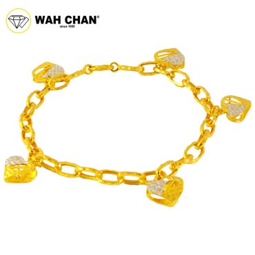 WAH CHAN 916 Gold Bracelet - Paper Clip Love Heart OSB1184