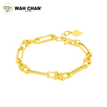 WAH CHAN 916 Gold Bracelet - Paperclip with Beads OSB1178