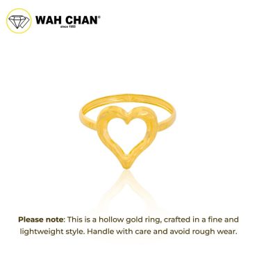 WAH CHAN 916 Gold Ring - Hollow Heart Ring OSR1088