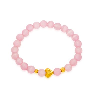 WAH CHAN 999 Gold Pendant - Love Charm Crystal Bracelet J003