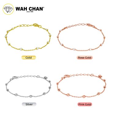 WAH CHAN S925 ITALIAN Silver Bracelet - Cable Beads 3mm Moon Cut N2B00003