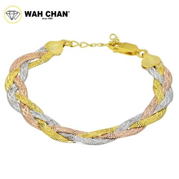 WAH CHAN S925 ITALIAN Silver Bracelet - Braided Herringbone N2B00010
