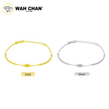 WAH CHAN S925 ITALIAN Silver Bracelet - Calza Link with Bead Chain N2B00020