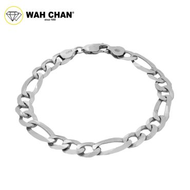 WAH CHAN S925 ITALIAN Silver Bracelet - Figaro U.Flat N2B00021-8975