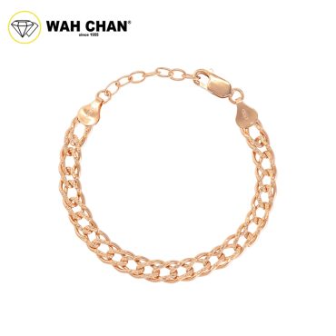 WAH CHAN S925 ITALIAN Silver Bracelet - Rombo Paved Rose Gold Adjustable N2B00028