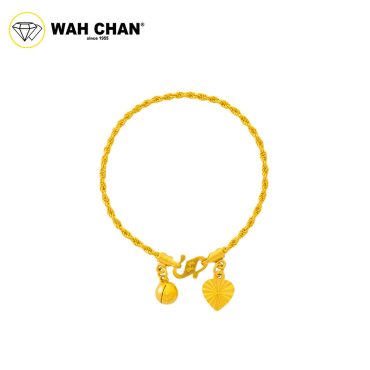WAH CHAN 916 Gold Anklet - Gila-Gila Chain With Bell OSA1009B