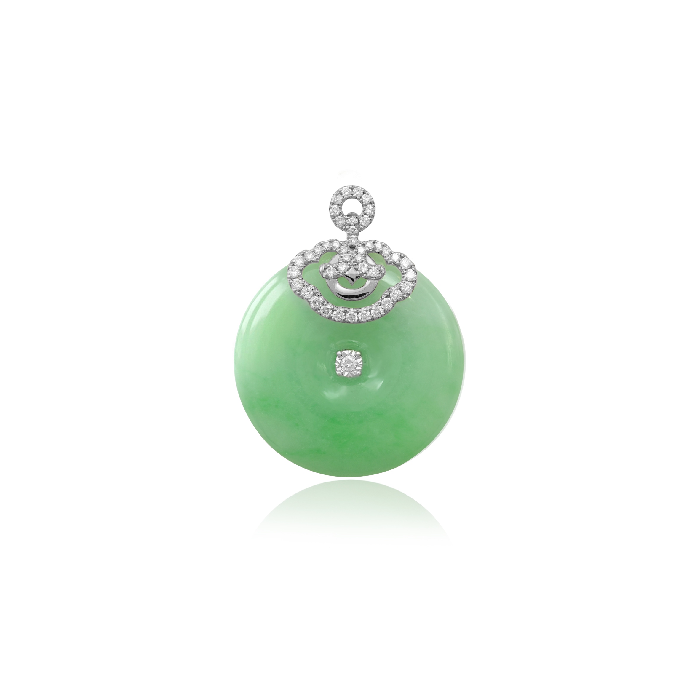 18K White Gold Diamond Green Jade Pendant (PJ02875-B02) - Image 2