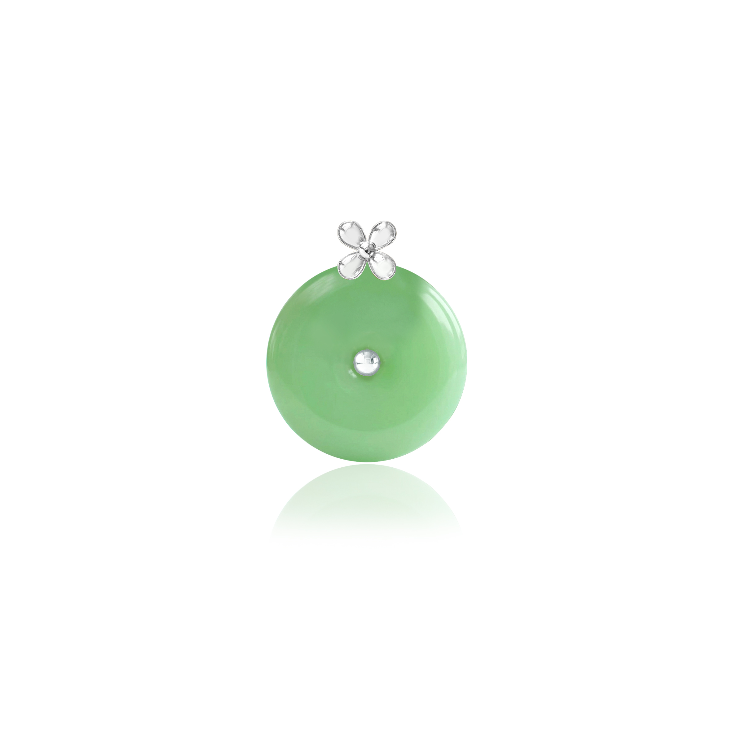 9K White Gold Green Jade Pendant (PJ02879-B02) - Image 2
