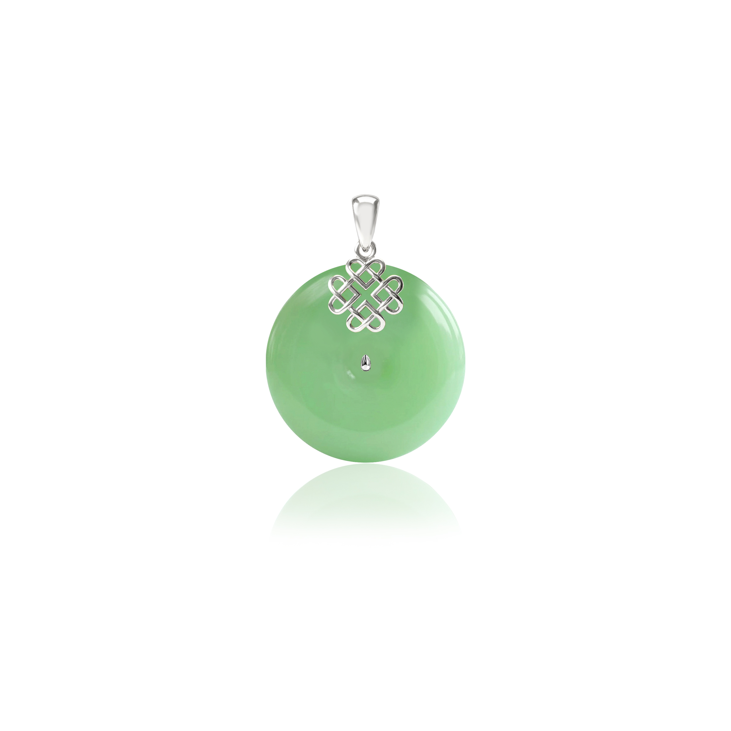 9K White Gold Green Jade Pendant (PJ02877-B02) - Image 2