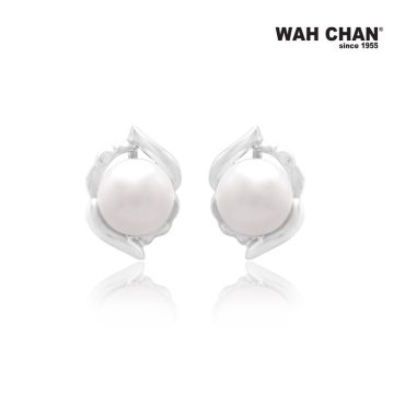 White Gold Pearl Earrings (EP00022-B01)