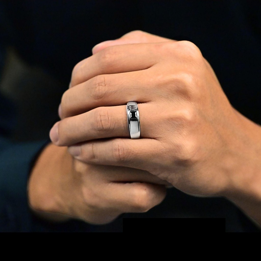 Men Silver Ring S9RSQ045 - White and Black Cincin Perak Untuk Lelaki - Image 4