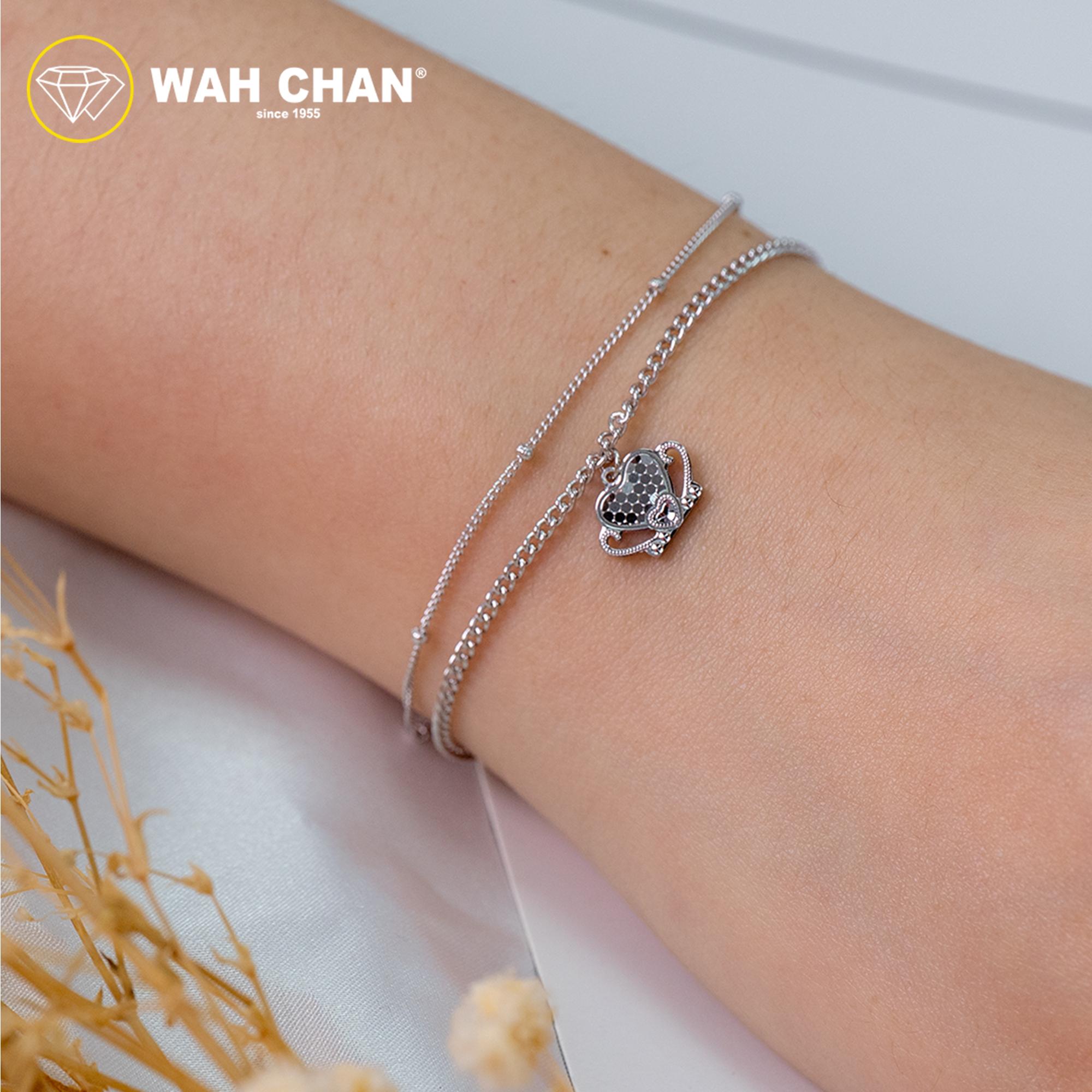 WAH CHAN S925 ITALIAN Silver Bracelet - Double Heart NSBCO1004 - Image 5
